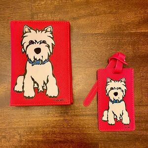 Marc Tetro Red Passport Holder and Luggage Tag Set